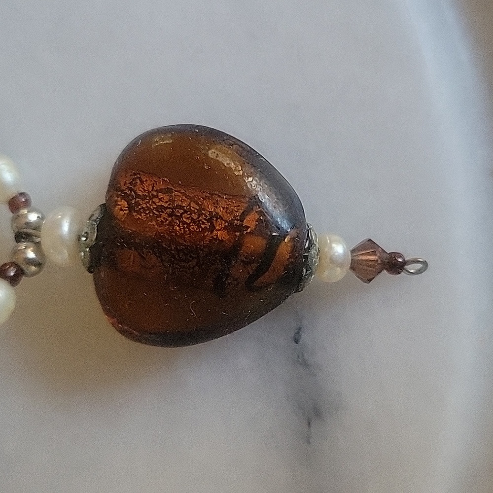 Estate Find Tiger's Eye And Pearl Necklace - Picture 2 of 4